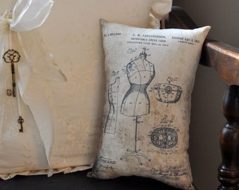 Patent Dress Form Drawing pillow
