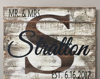 Mr and mrs sign, wedding sign, last name sign, name sign, reclaimed wood sign, pallet sign, sign, established sign, wood sign