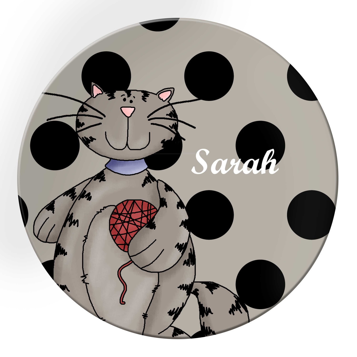 Personalized Melamine Dinner Plate Kitty Cat Feline Melamine