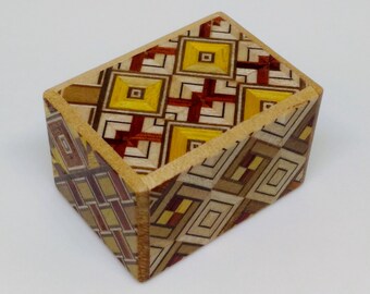 Japanese Puzzle box (Himitsu bako)- 1.7inch(43mm) Open by 4steps Yosegi