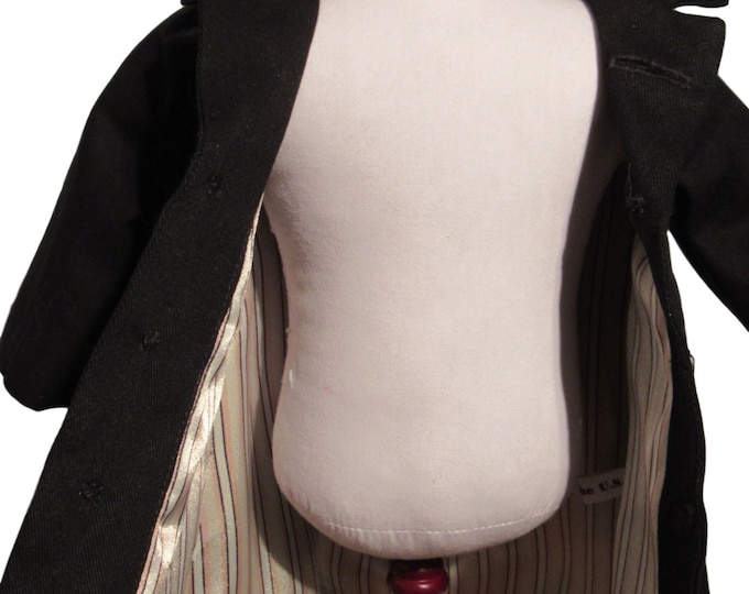 light weight lined Black coat fits dolls 18 inch dolls. coll weather outer wear black dress coat