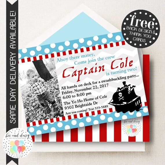 Pirate Invitation, Pirate Birthday Invitation, Pirate Party, Boy First Birthday, Boy Birthday, Pirate Invite, Pirate Photo Invitation Il_570xn