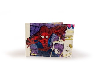 Spiderman Card Holder - Upcycled Vintage Comic in Vinyl - metro, rail, travel, oyster cards