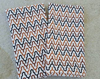 dinner cloth napkins- black and tan fretwork
