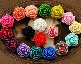 Wholesale Beautiful Mix Colorful Rose Flower Resin Cabochon -16colors -19mm(CAB-CB -MIXSS )