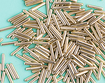 Gold Metallic Rod Sprinkles, Cake Decorations, Gold Dragees, Macaroni, 1.75oz/50g Pouch