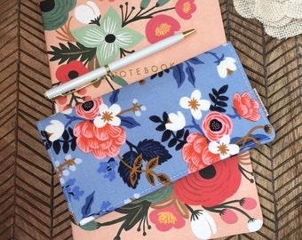 Checkbook Cover. Wallet. Receipt Holder. Birch in Periwinkle. Les Fleurs.