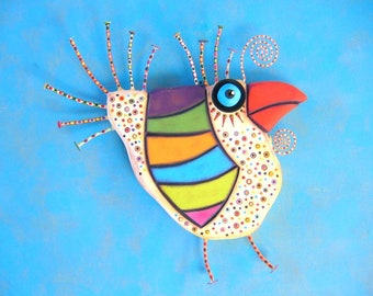 Spring Chicken, MADE to ORDER, Original Found Object Sculpture, Wall Art, Wood Carving, Wall Decor, by Fig Jam Studio