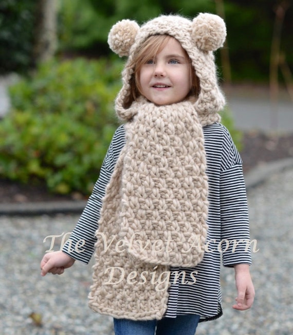 Knitting PATTERN-The Ziyon Hooded Scarf (12/18 months ...
