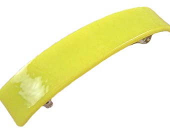 Tiffany Glass Barrette - 3.5" 9cm - Bright Lemon Yellow - Bright Intense Yellow Buttercup Gold