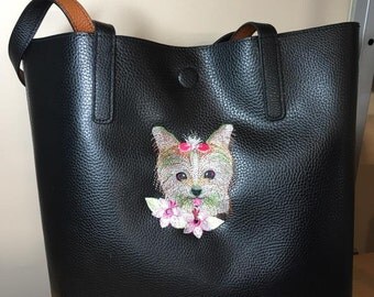 Black Pleather Yorkie Purse