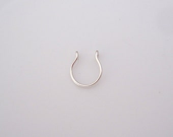 ONE fake septum nose ring in sterling silver, yellow or rose gold, choose color and size