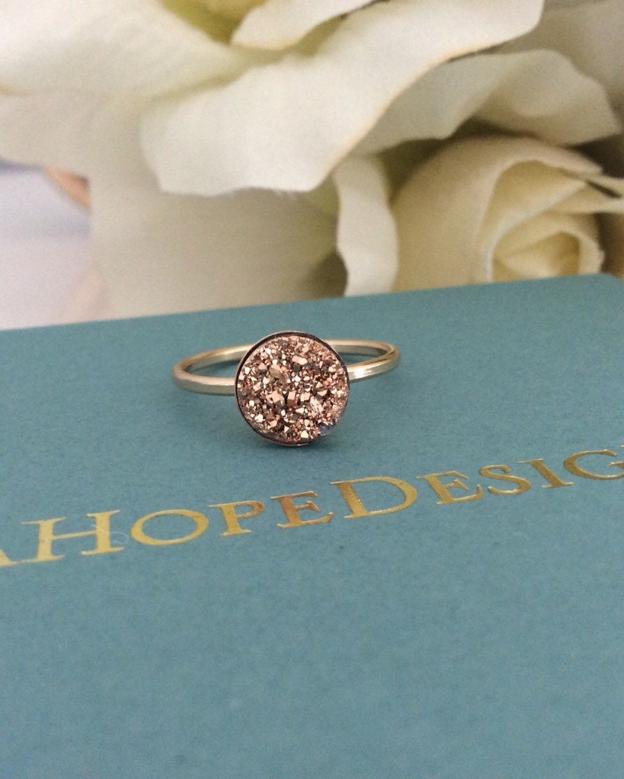 Rose Gold Druzy ring, gifts for her, Bridesmaid gifts, Mothers Day gift, Best friend gift, best selling items