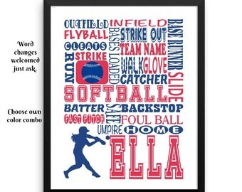 Softball poster | Etsy