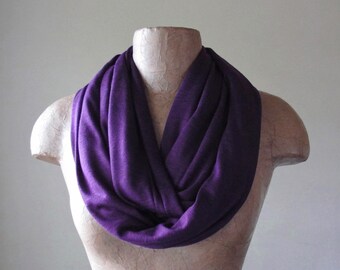 EGGPLANT Infinity Scarf - Purple Circle Scarf - Lightweight Heliotrope Jersey Scarf - Loop Scarf, Eternity Scarf