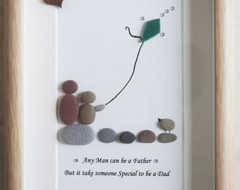 Pebble Art framed Picture- Father/Father and Child/Father's Day