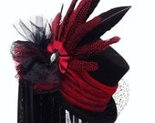 Gothic Victorian Raven black & red wedding hat