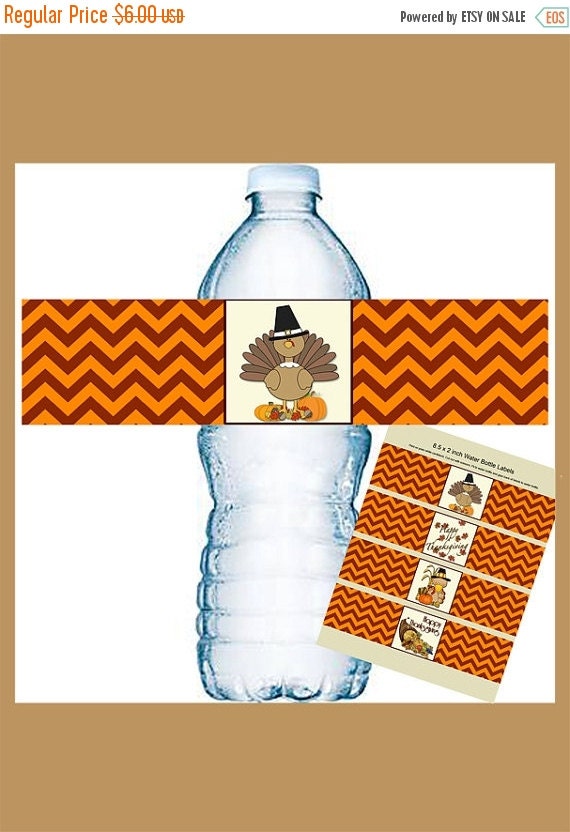 SALE Thanksgiving Water Bottle Labels Napkin by MoonLitPrintables