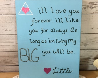 Vintage Folk Art Big / Little Sister Painted Sentiment Painting