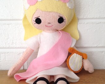 Catholic Toy Doll - Saint Cecilia - Wool Felt Blend - Catholic Toy - Felt Doll