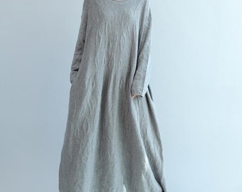 Women Loose Fitting linen Long dress/ Asymmetric by MaLieb on Etsy