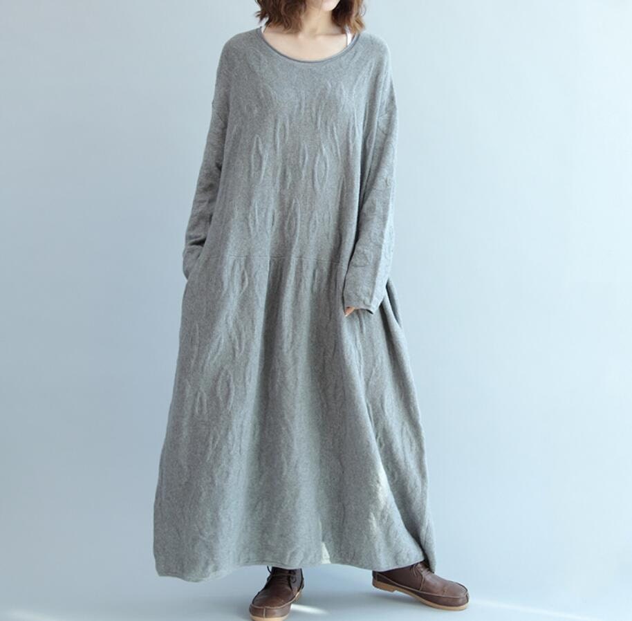 oversize Loose Maxi Dress/ Gray loose fitting dress/ fuchsia