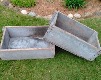 Vintage Handcrafted Wood and Metal Crates - Industrial Crates - Farmhouse Crates