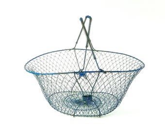 Collapsable Wire Mesh Basket, Vintage Market Basket, Farmhouse Decor