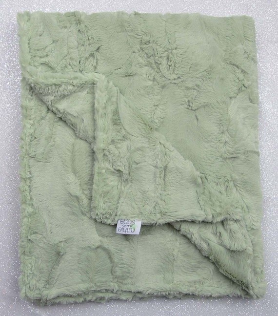 Minky blanket faux fur throw green throw soft throw luxe