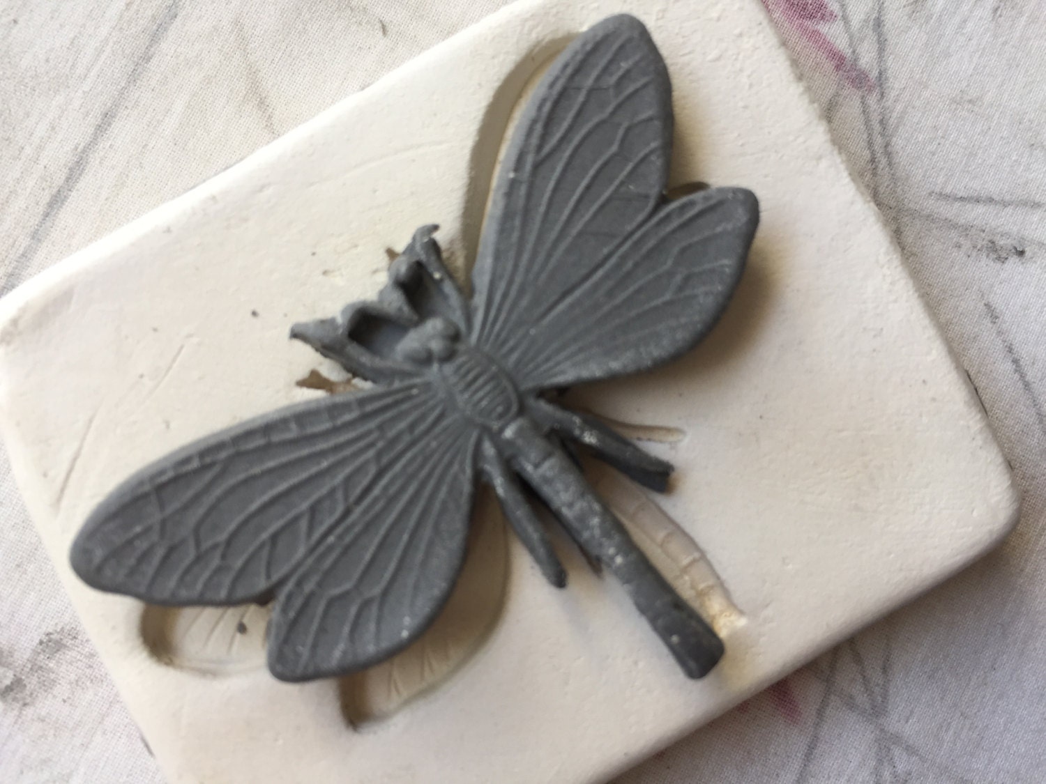 Clay Stamp Small Dragonfly Insect Pottery Press Mold Relief