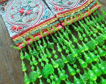 Vintage Hmong Fabric, handmade tapestry textiles, hill tribal fabric