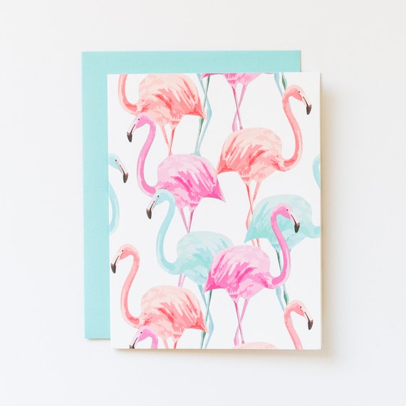 Flamingo Note Card Flamingo Stationery Tropical Card