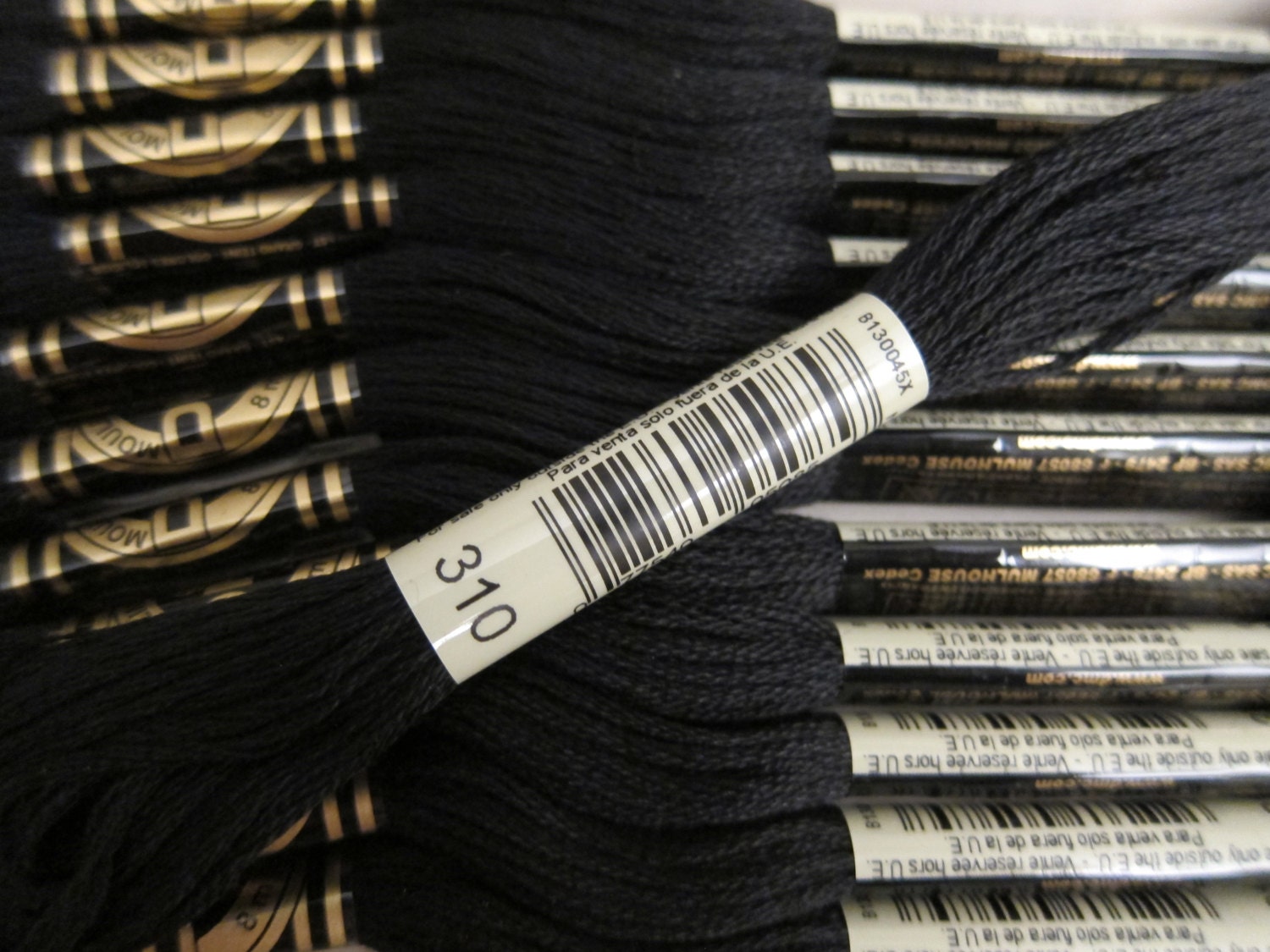 Color 310 DMC Cotton Embroidery Floss 8m / 8.7 yd. Skeins