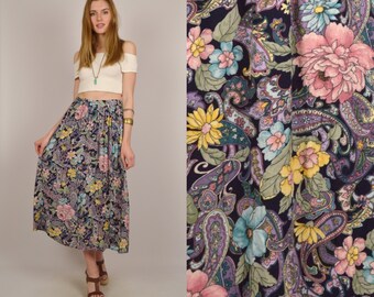 High Waisted Floral Denim Skort Jean Skirt by StellarVintique