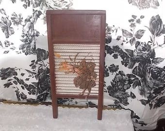 Wash Bord, Vintage Wooden Wash Board With Country Flowers, Country Decor, Farm House Decor, Vintage Home Decor,