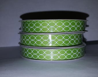 Lime Green and White Swirl Ribbon