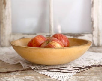 Vintage Wooden Dough Bowl, Rustic Wooden Bowl, Primitive Bowl, Country Farmhouse Kitchen, Wood Kitchen Bowl, Fixer Upper Decor