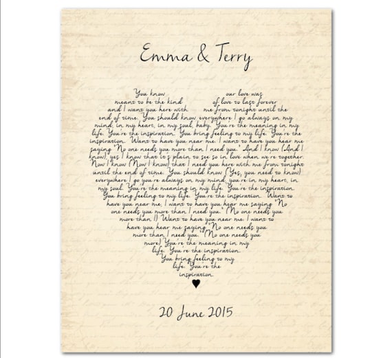 wedding song first dance print any song lyrics vows heart
