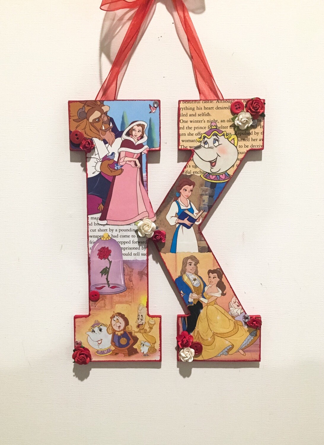 Any Letter in Beauty and the Beast Disney themed wooden