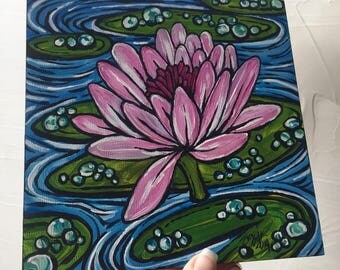 Water lily painting | Etsy