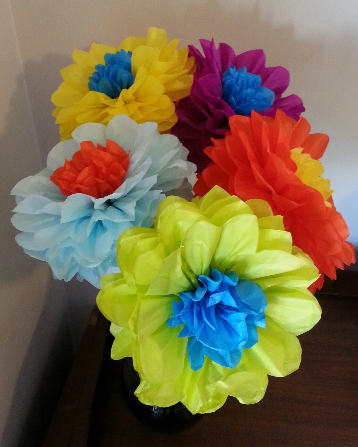 Tissue Paper Fiesta Flowers Set of 5 Flowers Parties