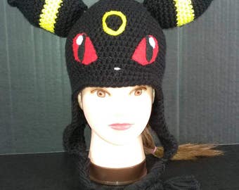 Umbreon Hat, Umbreon Cosplay, Umbreon Beanie, Pokemon Hat, Pokemon Umbreon Hat, Cosplay Pokemon, Fun Hat, Crochet Umbreon Hat, Cosplay Hat