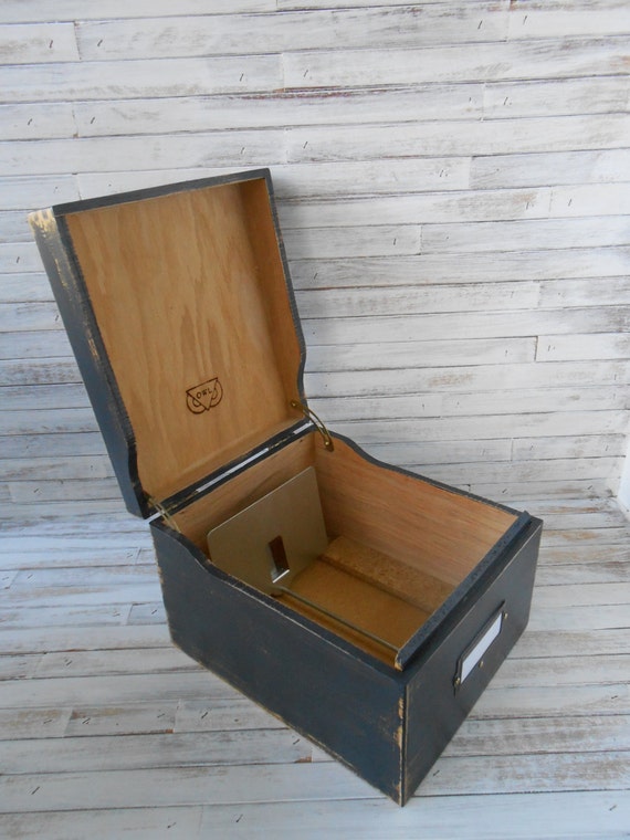 Large Wood File Box OWL Wood File Box Large Wood File