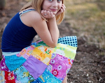 Little Girls Easter Skirt Little Girls Twirl Skirt Little Girls Patchwork Skirt Little Girls Rainbow Skirt Girls Colorful Skirt