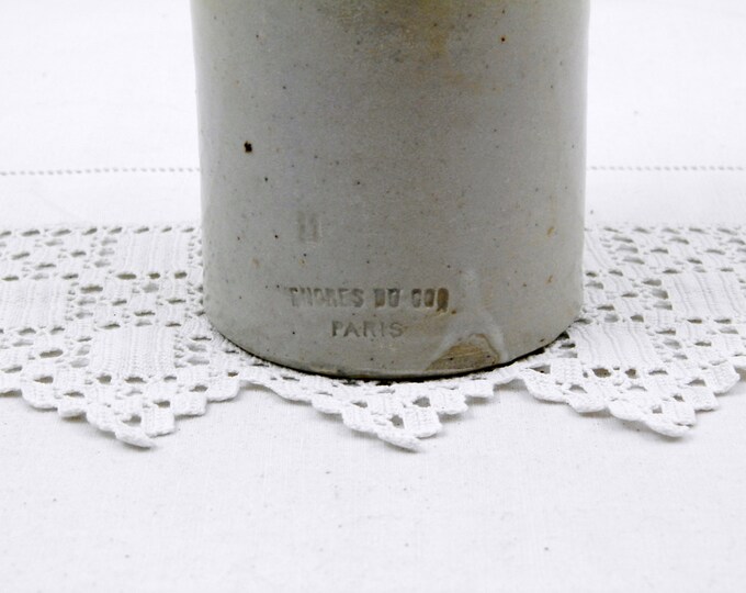 Large Antique French Ecru, Off White Glazed Stoneware Ink Bottle from Paris by Encre du Coq, French Country Decor, Brocante, Retro, Vintage