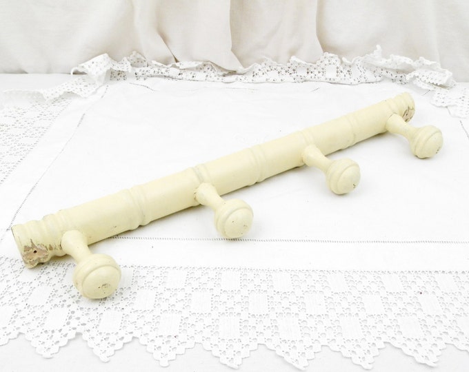 Antique French Traditional Wooden Off White Faux Bamboo Hat Rack, Coat Rack / Hook, Cottage Decor, French Country Decor, Retro, Rustic