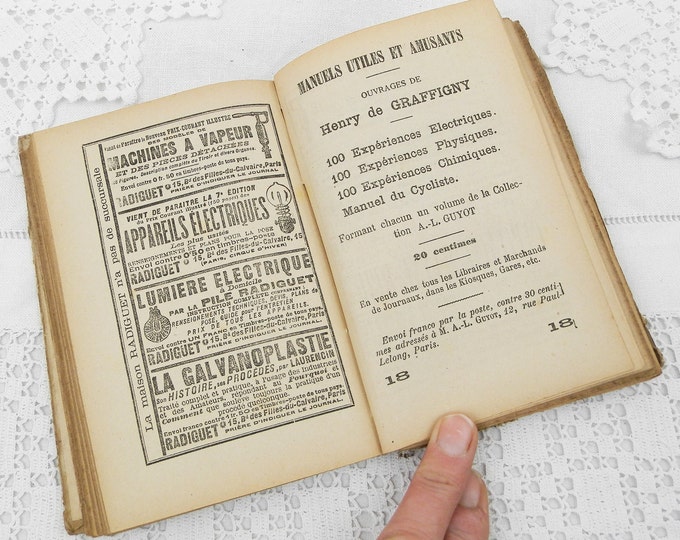 Antique French Early Text Book about Electricity with Illustrations 184 pages Pre 1897, Victorian Hobby Entertainment Curios from France