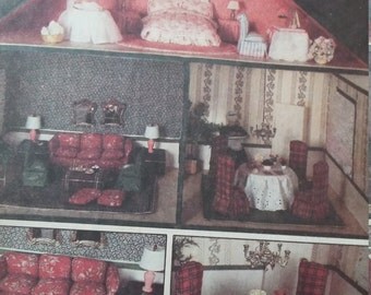 UNCUT and FF Pattern Pieces Vintage McCalls 6889 Sewing Pattern Dollhouse Craft Package 3 Rooms and Furniture