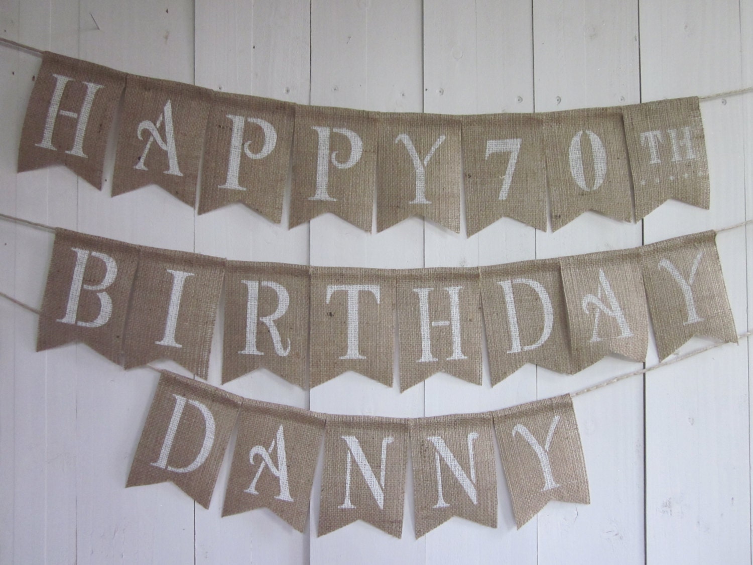 Rustic Burlap Birthday  Banner  Rustic Elegant  Happy  Birthday 