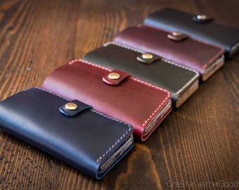 BUILD-YOUR-OWN - iPhone 6+ & 7+ (5.5") cell phone wallet case with snap closure in Horween leather